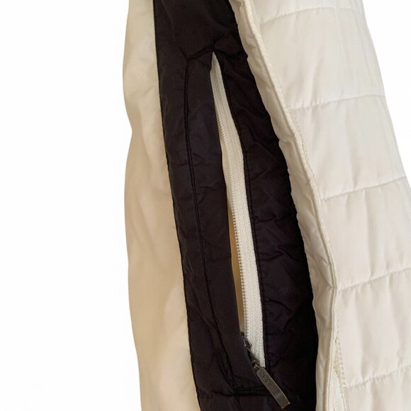 Lands End Women's Quilted White Brown Jacket M 10-12 Lightweight Nylon Zip Front - Picture 9 of 10